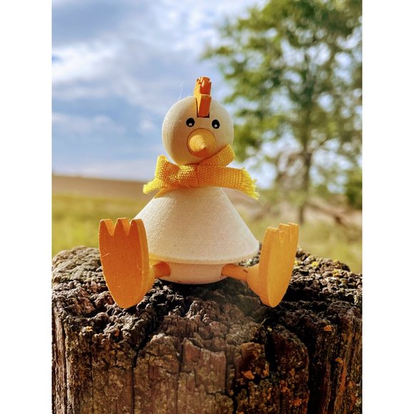 Vintage Swedish Wood Chicken Figurine Shelf Sitter - Picture 2 of 10